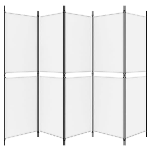 Rumsavdelare 5 paneler vit 250x180 cm tyg