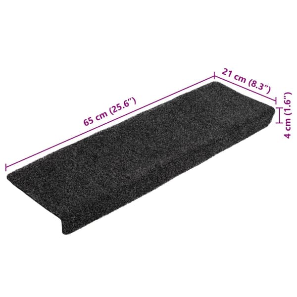 Trappmattor självhäftande 10 st 65x21x4 cm mörkgrå rektangulär kant