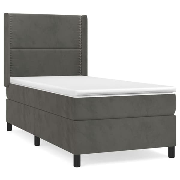 Ramsäng med madrass mörkgrå 80x200 cm sammet