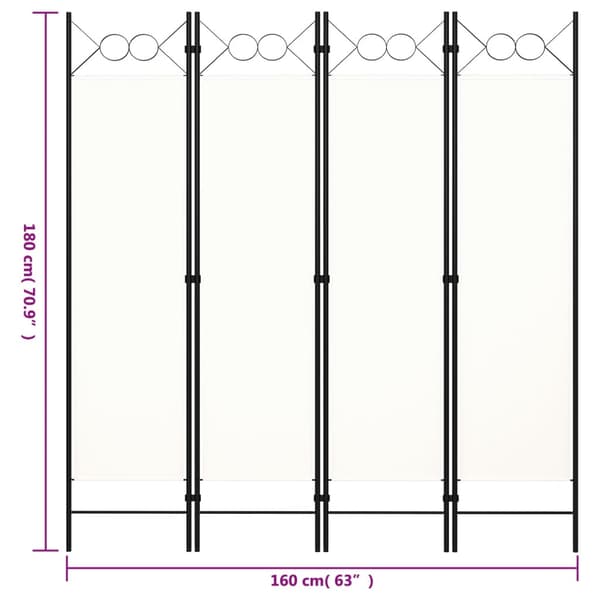 Rumsavdelare 4 paneler vit 160x180 cm