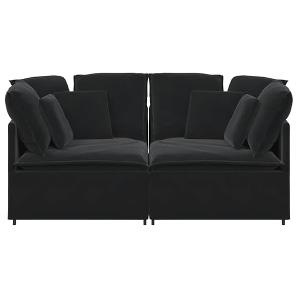 Modulsoffa med kuddar sammet svart