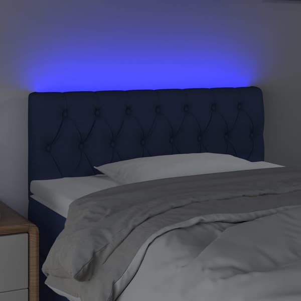 Sänggavel LED blå 90x7x78/88 cm tyg