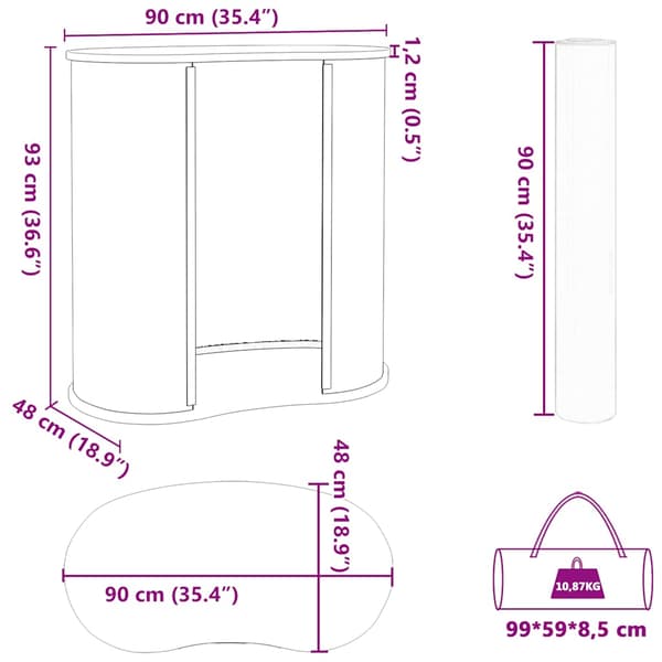 Mässdisk hopfällbar 90x48x93 cm konstruerat trä