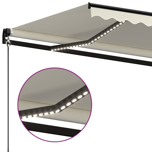 Markis manuellt infällbar med LED 400x350 cm gräddvit