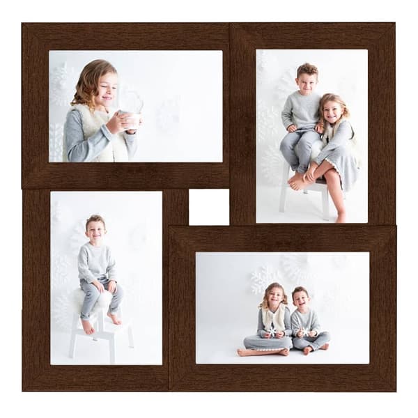 Fotoram för 4x(13x18 cm) bilder mörkbrun MDF