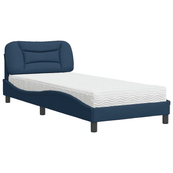 Bed with Mattress "Hvar" Blue 90x200 cm Fabric