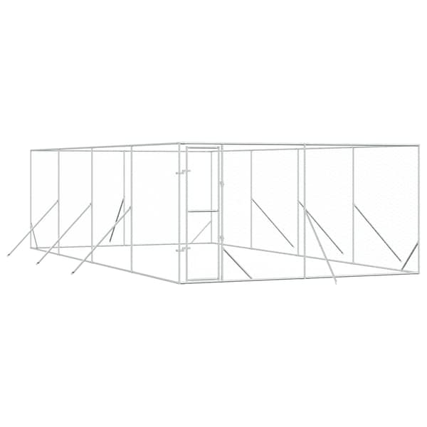 Hundgård för utomhusbruk silver 4x8x2 m galvaniserat stål
