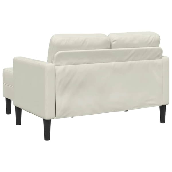 2-sitssoffa med schäslong L-formad gräddvit 125 cm sammet