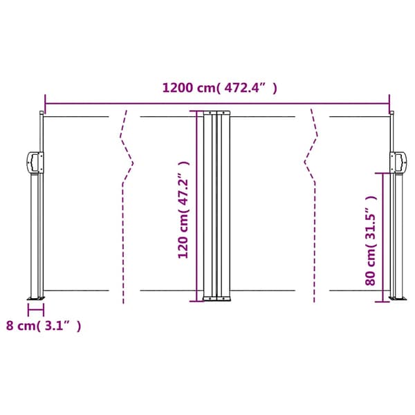 Infällbar sidomarkis antracit 120x1200 cm