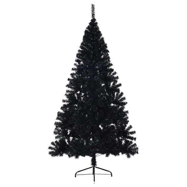 Halv plastgran med stativ svart 180 cm PVC