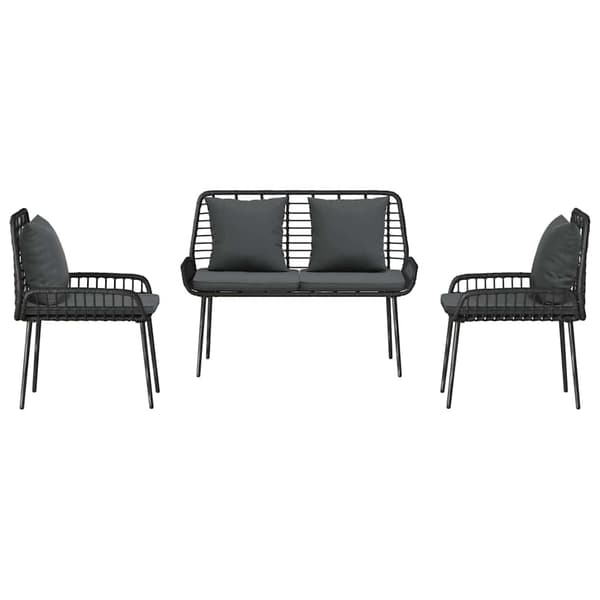 Trädgårdsmöbelset 3 pcs Svart och Anthracit konstrotting