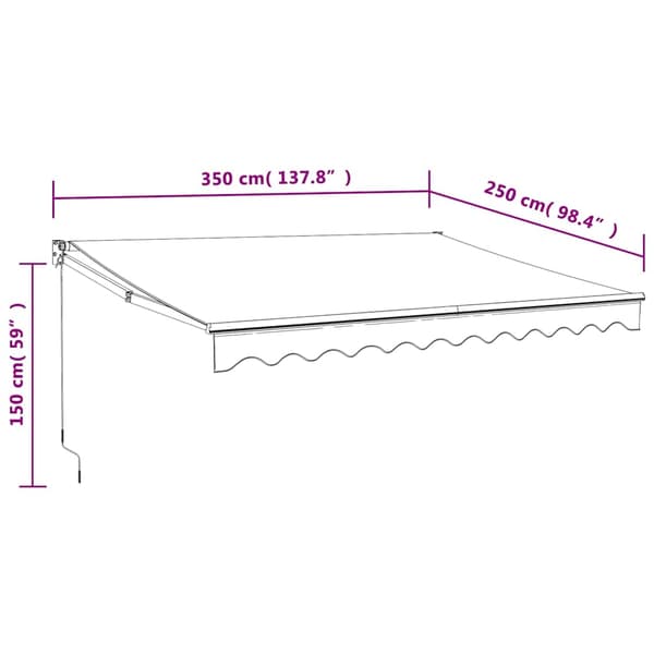 Automatisk infällbar markis antracit 3,5x2,5 m