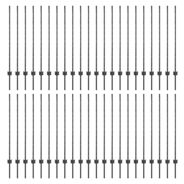 Stängselstolpe 44 pcs Grå 160 cm Stål