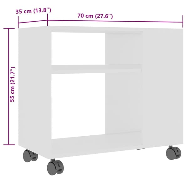 Sidobord vit 70x35x60,5 cm konstruerat trä