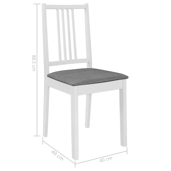 Matstolar med dynor 4 st massivt trä vit