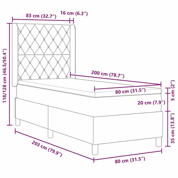Bäddfjäder med madrass Mörkgrå 80 x 200 cm Sammet