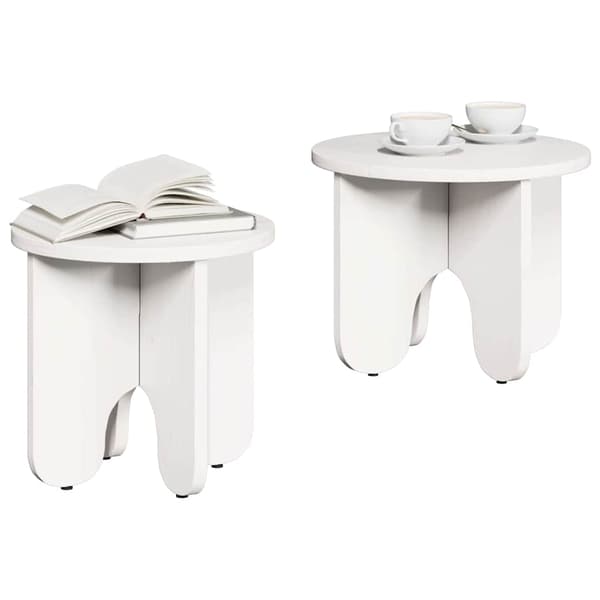 Kaffeebord 2 pcs Vit Massivt tallträ