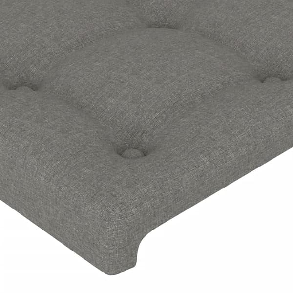 Sänggavel LED mörkgrå 183x16x118/128 cm tyg