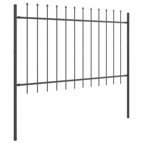 Trädgårdsstängsel 3 pcs Grå 5,1 x 0,8 m Pulverlackerad stål