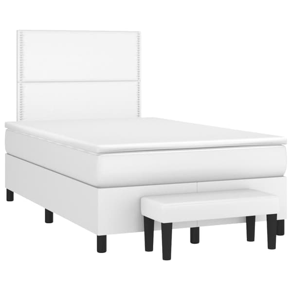 Ramsäng med madrass vit 120x200 cm konstläder