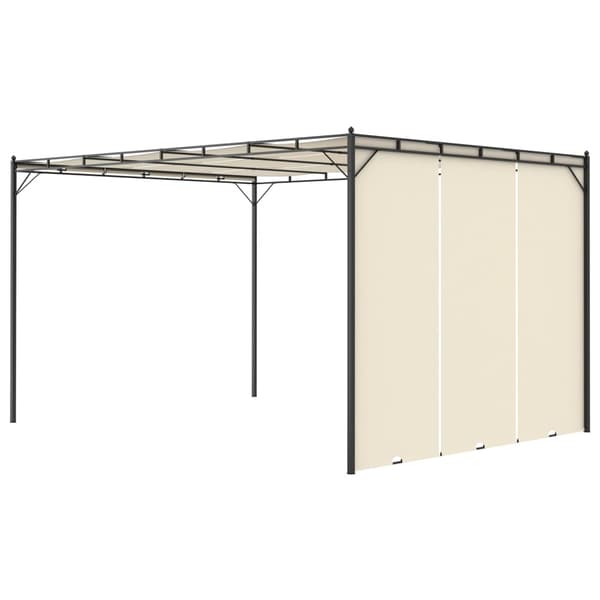 Trädgårdspaviljong med draperier 4x3x2,25 m gräddvit
