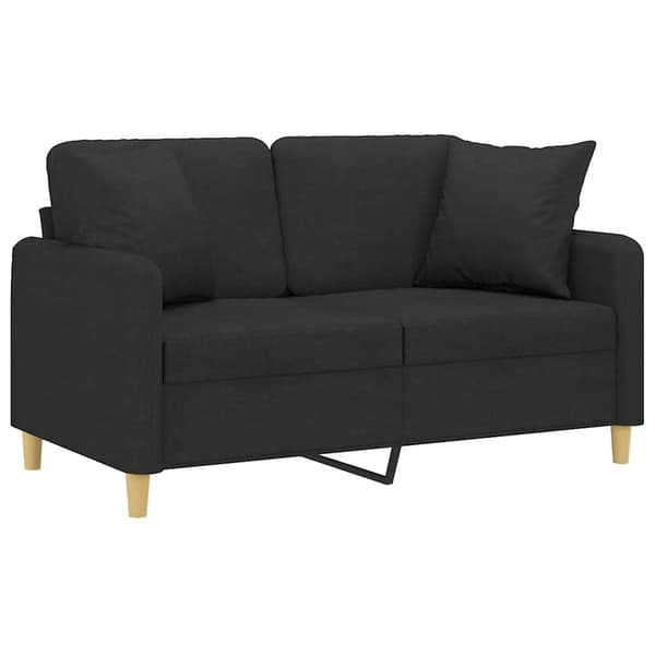 2-sits soffa med prydnadskuddar svart 120 cm tyg