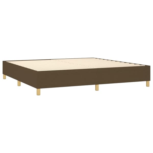 Boxspring-sängram mörkbrun 200x200 cm tyg