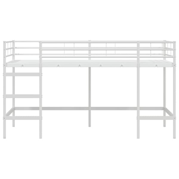 Barns loft sängram Vit 90 x 200 cm Stål