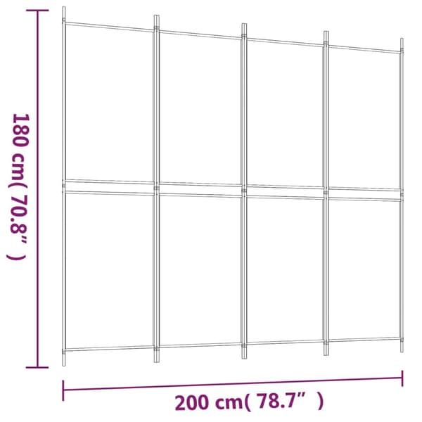 Rumsavdelare 4 paneler antracit 200x180 cm tyg