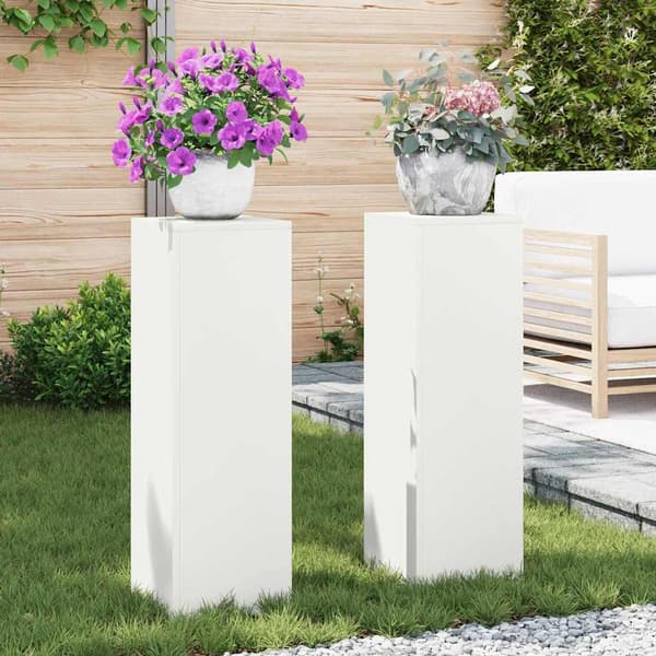 Växtställ 2 pcs Vit 24 x 24 x 75 cm Stål