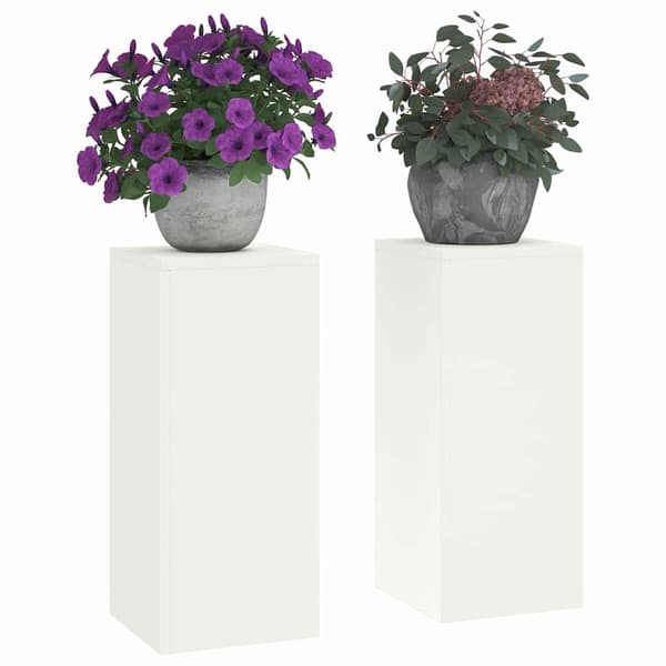 Växtställ 2 pcs Vit 24 x 24 x 55 cm Stål