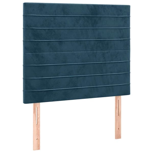 Sänggavel mörkblå 100x5x118/128 cm sammet
