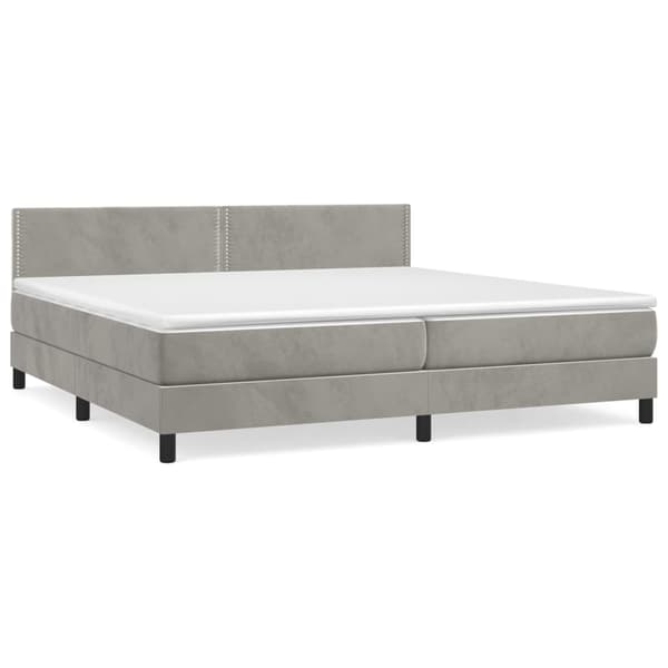 Ramsäng med madrass ljusgrå 200x200 cm sammet