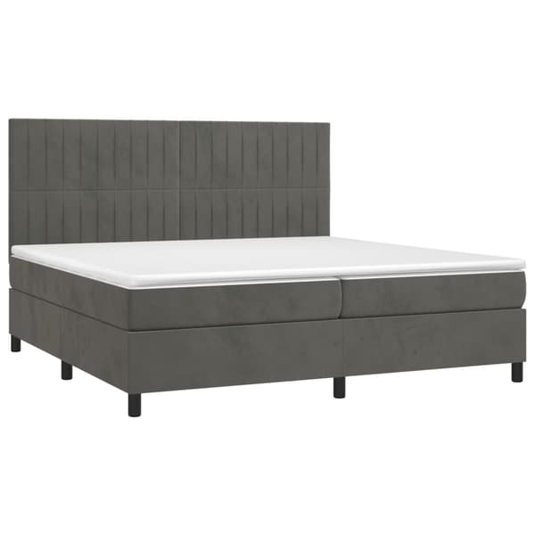 Ramsäng med madrass mörkgrå 200x200 cm sammet