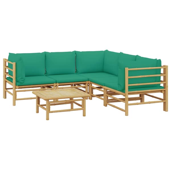 Loungegrupp 6 delar gröna dynor bambu