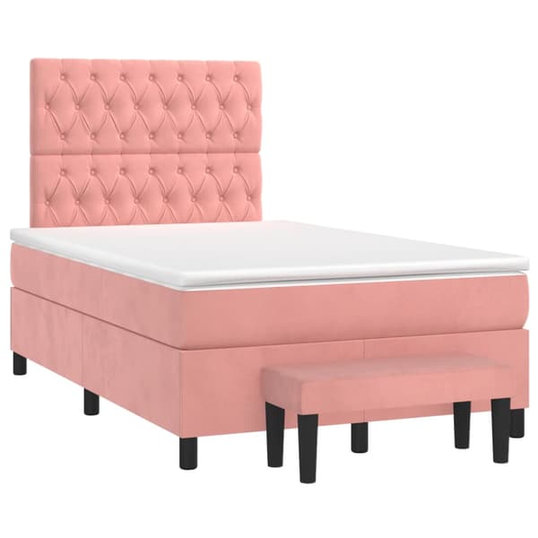 Ramsäng med madrass rosa 120x200 cm sammet