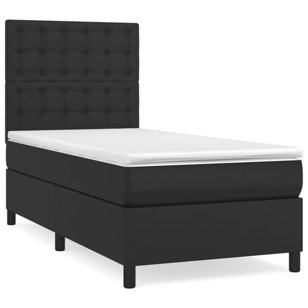 Ramsäng med madrass svart 80x200 cm konstläder