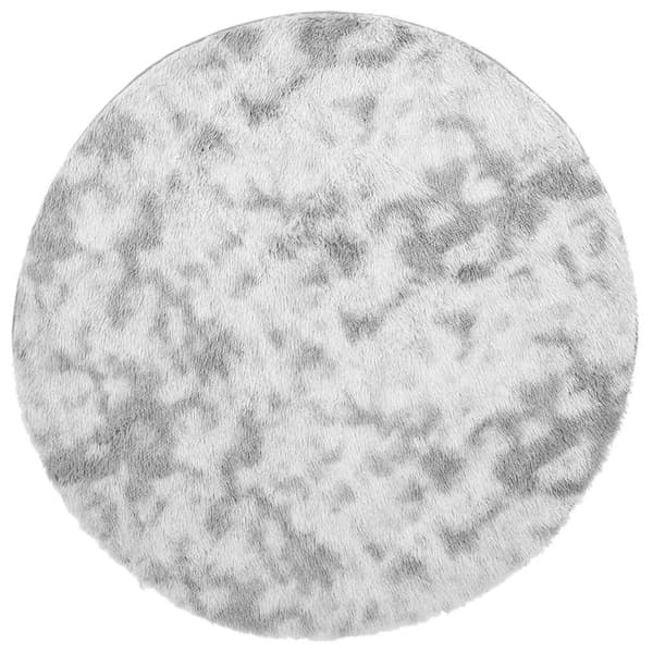 Ryamatta med lång lugg NAVARRA silvergrå 120x120 cm polyester