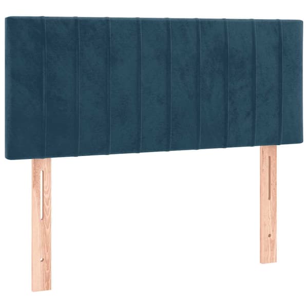 Ramsäng med madrass mörkblå 90x190 cm sammet