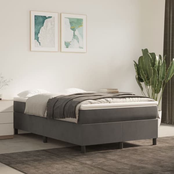 Ramsäng med madrass mörkgrå 120x190 cm sammet