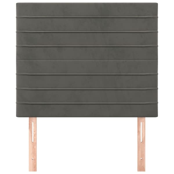 Sänggavel mörkgrå 100x5x118/128 cm sammet