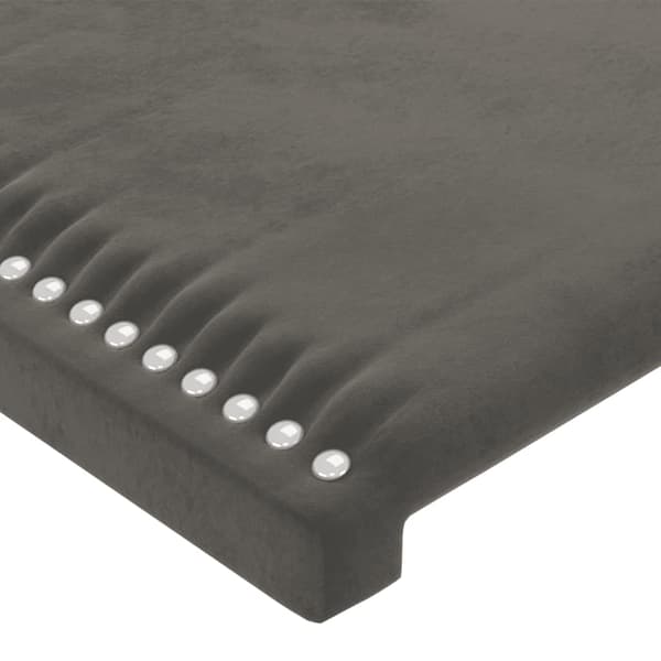 Sänggavel LED mörkgrå 160x5x118/128 cm sammet