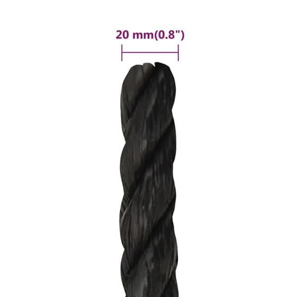 Rep svart 20 mm 50 m polypropen
