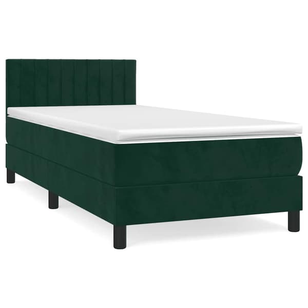 Ramsäng med madrass mörkgrön 90x190 cm sammet