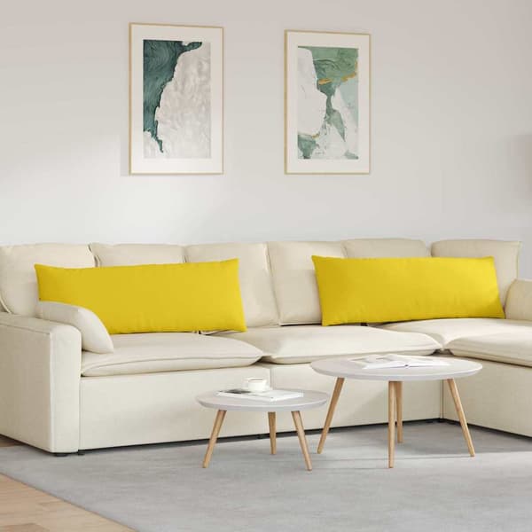 Sofakuddar 2 st tyg Ljusgul 120 x 40 cm