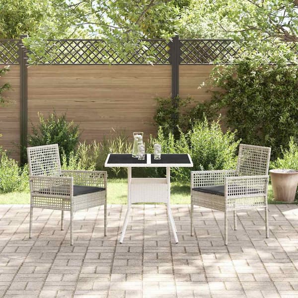 Trädgårdsmöbelset 3 pcs Ljusgrå konstrotting