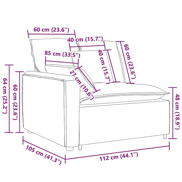Modulär soffa armstödsändmodul med dynor mörkgrön 100 cm