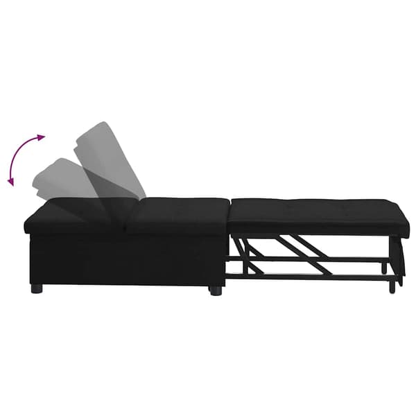 Pull Out Sofa Bed Svart 194 x 50 x 82 cm tyg