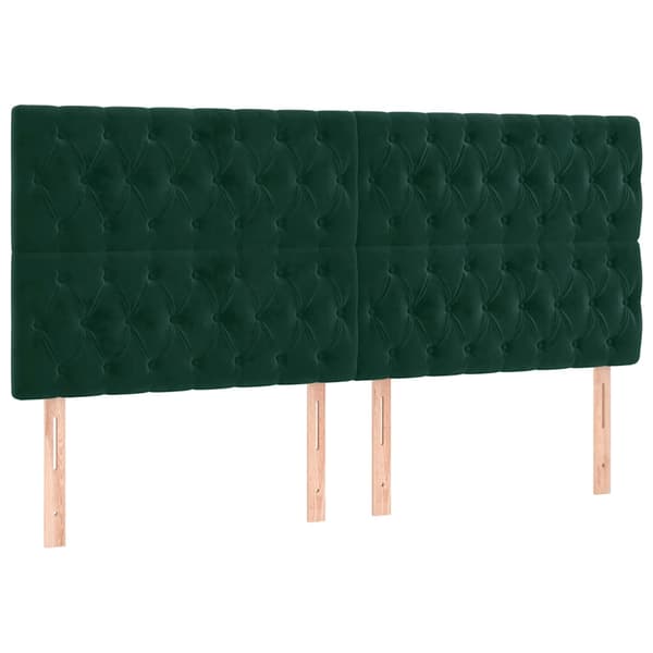 Sänggavel LED mörkgrön 200x7x118/128 cm sammet