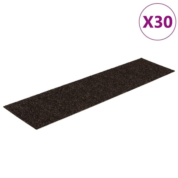 Trappmattor självhäftande 30 st 76x20 cm mörkbruna rektangulära